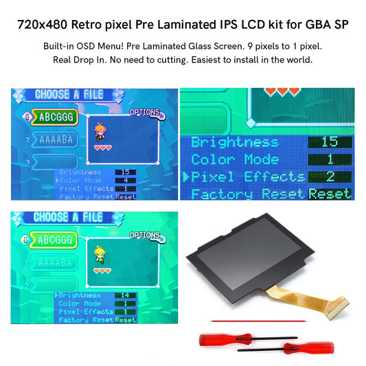 V5 HD GBA SP IPS Drop in  pre-Laminated LCD Kits Screen for Gameboy Advance SP Black/Red/White Len Housing Shell